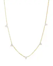 Roberto Coin 18K Yellow Gold Diamonds Love by the Inch Diamond Mini Cluster Station Necklace, 17