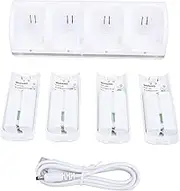 Charging Station for Wii Remote Controller,Charger with 4 2800mAh Rechargeable Battery Packs, and 4.9ft USB Cable, 4 Port Charging Station (White)