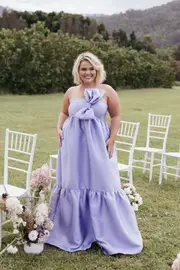 [PUP3] Betina Bow Front Maxi Dress - Lilac XS Purple