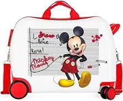 [Disney] Minnie Mickey Draw The line Red Kids Rolling Suitcase 50 x 39 x 20 cm Rigid ABS Combination Lock 34 Litre 2.1 kg 4 Wheels Hand Luggage, Rojo, 50x39x20 cms, Children's Fashion