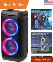 220W Peak 100W RMS Bluetooth Speakers, Waterproof, V5.3 Portable Party Boombo...
