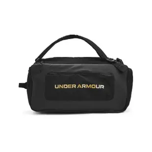 【UNDER ARMOUR】健身包 Contain Duo SM 黑 金 防潑水 15吋 雙肩包 旅行袋 筆電包 手提包 UA(1381920001)