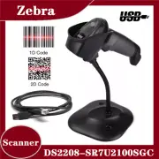 Zebra DS2208-SR7U2100SGC 1D/2D Handheld Barcode Scanner w USB Cable & Stand