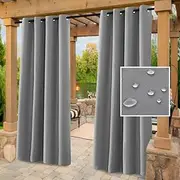SMARCUTE Indoor Outdoor Curtains for Patio Waterproof Stainless Steel Silver Grommet Thermal Insulated Blackout Outdoor Drapes for Deck/Gazebo, Dove, 1 Panel, W132cm x D213cm