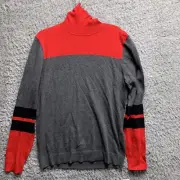 Alfani Mens Sweater Pullover Large Cherry Candy Color Block Turtleneck Sweater