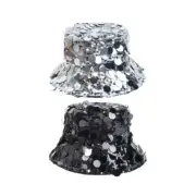 Trendy Hippop Metallic Bucket Hat Fishing Camping Hat Streetwear Sequins Hat