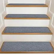 Stair Treads Non Slip for Wooden Steps Indoor, KOOTETA 15 Pack 8" X 30" Carpet Stair Treads with Reusable Adhesive for Kids Elders and Dogs, Surface Polyester TPR Backing Stair Runner Rugs, Dark Grey