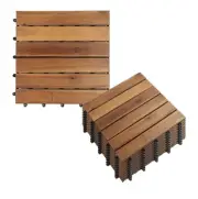 Yangming Interlocking Deck Tile (Pack of 10, 12"x12") Acacia Hardwood Deck Tile