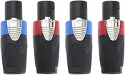 ECSiNG 4PCS 4 Pole Speaker Plug Twist Lock Compatible with Neutrik Speakon NL4FC NL4FX NLT4X NL2FC Power Amplifiers Speaker Adapter Connector