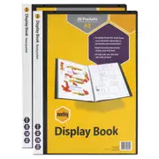 2PK Marbig 20-Pocket A3 Document Holder Display Book w/Insert Cover - Black