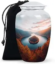 Nature River of Reflection Sunset Decorative Urn - Large Funeral Cremation Urn for Mom, Dad, Men & Women - 10 Inch Memorial Tribute