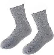 [FIDFDID] Women’s Slipper Socks,Cuddly Socks,Winter Hut Socks,Non-Slip Slippers Thick Socks,Winter Hut Socks,Gift Fluffy Christmas Socks, Grey, One Size
