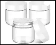 2 oz Glass Jars with Lids 3 pack Clear Small Jar with White Lids