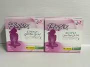 2 Playtex Simply Gentle Glide Tampons Fragrance free 18 Regular 18 Super ea box