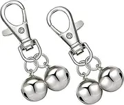 Cat & Dog Bells with Swivel Lobster Clasp, 2 Pcs Loud Pet Collar Bells for Dogs and Cats, Silver Metal Bell Charms for Tracking and Decoration, Durable and Easy to Attach, One Size, Metal