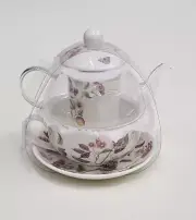 Grace Teaware 5 Piece Glass Porcelain 13 Ounce Tea For One With Infuser