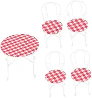 TOYANDONA Vivid Miniature Furniture Set Iron Table Chairs Boys and Girls Toy 1:12 Scale Doll House Decor