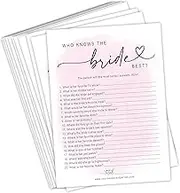 Bridal Shower Games Who Knows The Bride Best, Fun Activities For Weddings, Bridal Showers and Bachelorette Parties (Pink)