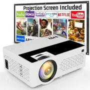 TMY Projector 7500 Lumens with 100 Inch Projector Screen, 1080P Full HD Video TV