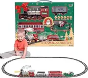 Electric Train Track Set,Christmas Train Model with Light and Sound | Electric Locomotive Engine, Railway Track, Passenger Carriage
