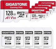 [Gigastone] 128GB 5-Pack Micro SD Card, Gaming Plus, Nintendo Switch Compatible, R/W 100/50MB/s, 4K Video Recording, Micro SDXC UHS-I A1 U3 Class 10, with Adapter