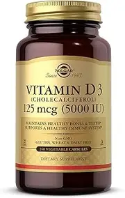Solgar - Vitamin D3 (Cholecalciferol) 5,000 IU Vegetable Capsules, 240 Count - Supports Bone, Muscle and Immune System