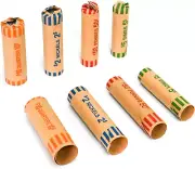 80 Assorted Preformed Coin Wrappers Rolls, 32 Quarters,16 Pennies, 16 Nickels, 1