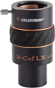 [Celestron] 93428 X-Cel LX 3X Barlow Lens for Telescopes, 1.25" Barrel, Triple The Magnification of Any Eyepiece, High Magnification for Planets (Black)
