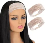 Ecojunmi Velvet Elastic Wig Headband, 2 Pcs Comfortable Adjustable Band For Wigs Non-Slip Good Grip Hair Band (nude)