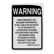 Vertical Vinyl Stickers Sign Nebraska Law, Equine Activist Not Liable For Injury