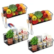 4-Pack Magnetic Spice Rack for Refrigerator, Versatile Magnetic Shelf Organiz...