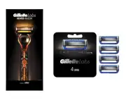 Gillette Labs Heated Razor + 4 Blades Refill for Men | 3-Piece Set | New