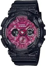 [Casio] G-Shock GMAS120RB-1A S-Series Analog Digital Mid Size Black Strap Unisex Adult Watch, Pink Dial, 49 × 45.9 × 15.8 mm