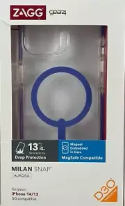ZAGG Piccadilly Snap Case For iPhone 13/14- Clear/Purple (MagSafe)