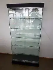 Glass Display Cabinet, 5 glass shelves with LED down lights. Available Now