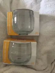 McDonalds SET 2 Wobbling Glass 50 Years Coke Maccas BIG MAC CHEESE MELT PATTERN