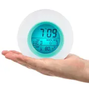 2PCS Digital LED 7 Color Changing Alarm Clock Thermometer Nature Sound