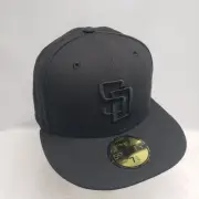 San Diego Padres MLB Black on Black 59FIFTY Fitted Cap Hat Size 7 1/4
