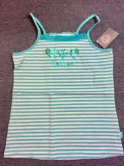 Pumpkin Patch Bahama Blue Stripe Lace Trim Stretch Tank Girls Shirt Size 11
