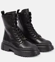 [Hogan] Hogan H619 leather combat boots AU 4.5 black