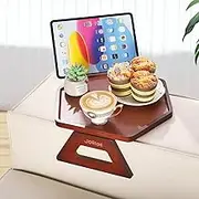 Jolitac Sofa Arm Clip Table, Couch Arm Tray Table Wooden Side Tables for Wide Couches Armrest Table for Eating/Drinks/Snacks/Remote/Control (Brown)