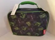 Minecraft Creeper All Over Print Thermos Insulated Lunch Bag Box Green Black New