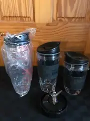 OEM Nutri Ninja Blender Cups 16oz & 24 oz Cups with Lids + 32oz Bonus Cup