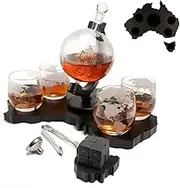 Don Vassie's Limited Edition Globe Whiskey Decanter Set Australia Map 4 Glasses- Exclusive Decanter and Whisky Set in Australia