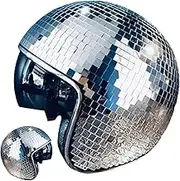 Disco Ball Helmet Party Decoration With Retractable Visor - Glitter Glass Cap, Cowboy Hat Style - Novelty Party Favor Supplies and Home Art Decoration