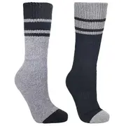 Trespass Mens Hitched Two Tone Anti Blister Hiking Boot Socks (2 Pairs) Black/Grey Marl 4/7 UK