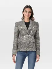 Black & White Houndstooth Pattern Blazer