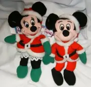 Disney Store Mickey and Minnie Santa and Mrs. Claus 7" Mini Bean Bag Plush