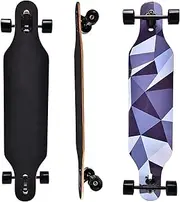 Sports Complete Longboard, ABEC-9 Chrome Steel Bearing 42-inch 9-Layer Maple Geometric Pattern Skateboard Suitable for Young Adults