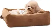 [Looyn] 63 * 20 * 53 Dog Bed for Small Medium Sized Dogs and Cats - Washable Rectangle Puppy Bed for Indoor, Cozy Pet Bed with Support Pillow & Non-Slip Bottom(Brown, Medium)